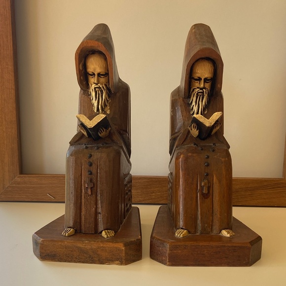 Other - Vintage Mexican Wooden Monk Bookends